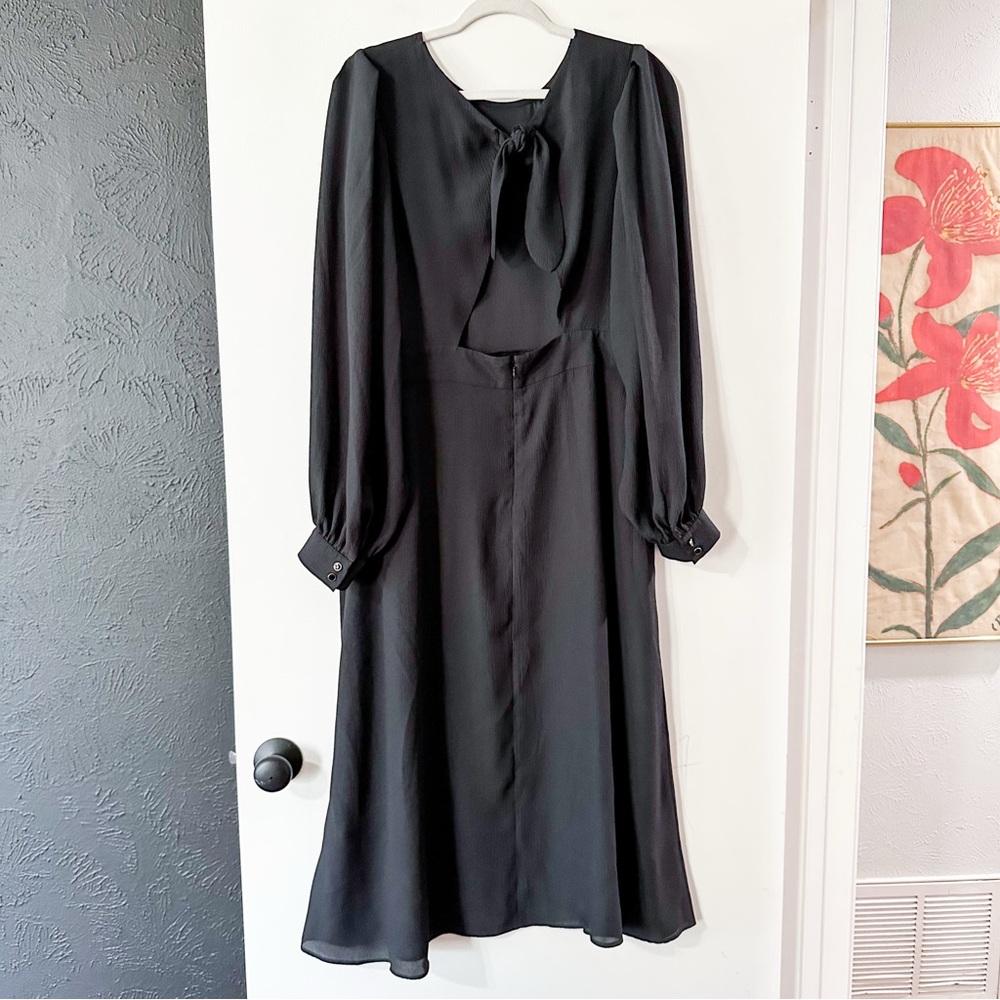 Sezane Daria Dress Midi Noir Black Size 46 US 14 - Picture 6 of 8